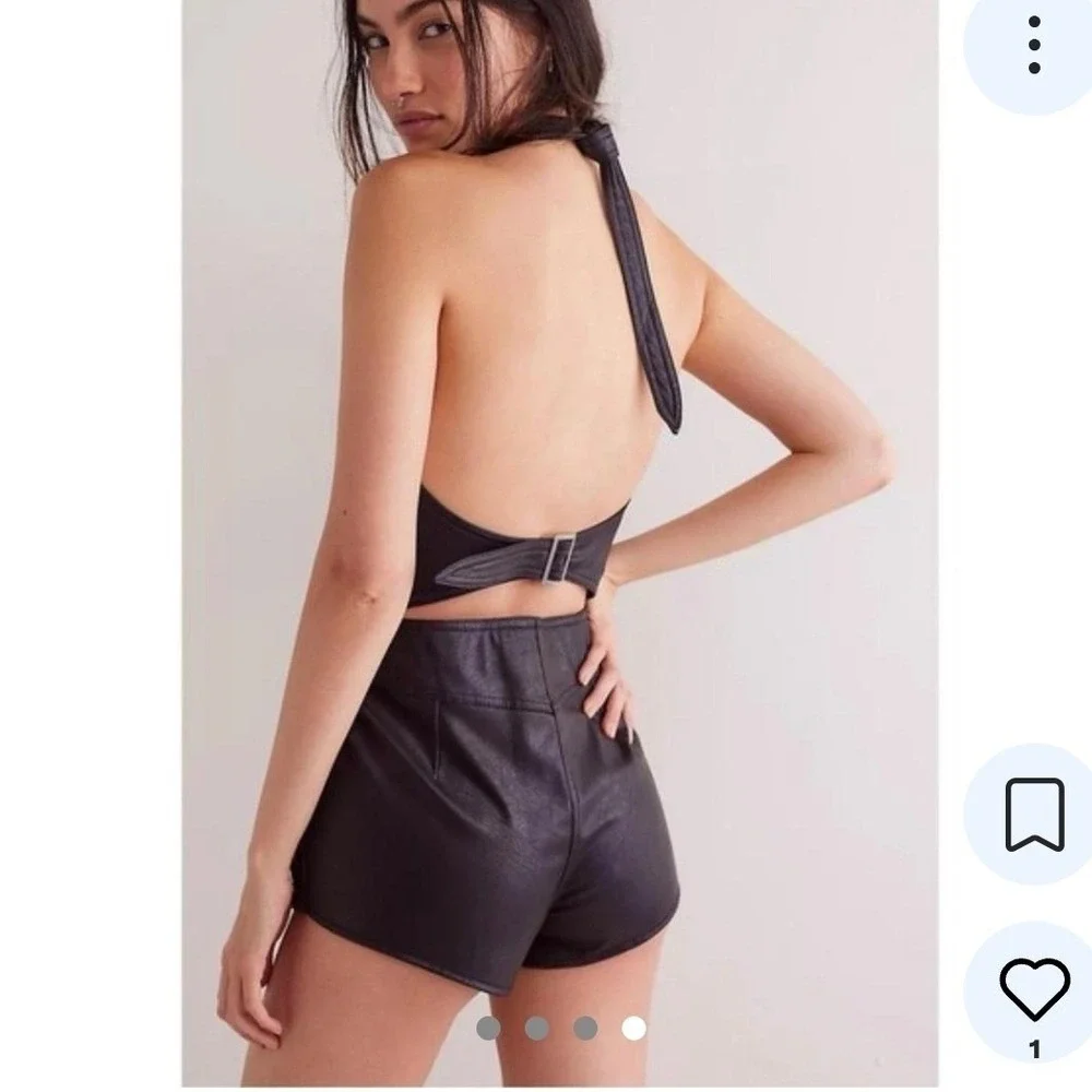 Free People We The FreeVegan Leather Counter Culture Playsuit OB2146497 XS